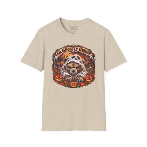 Lil’ Ghostly Grump Tee in Sand, laid flat