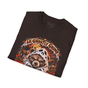 Lil’ Ghostly Grump Tee in Dark Chocolate, folded close-up