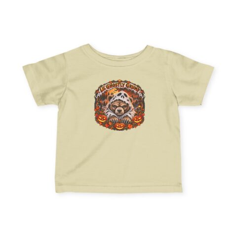 Lil’ Ghostly Grump Tee in Natural, laid flat