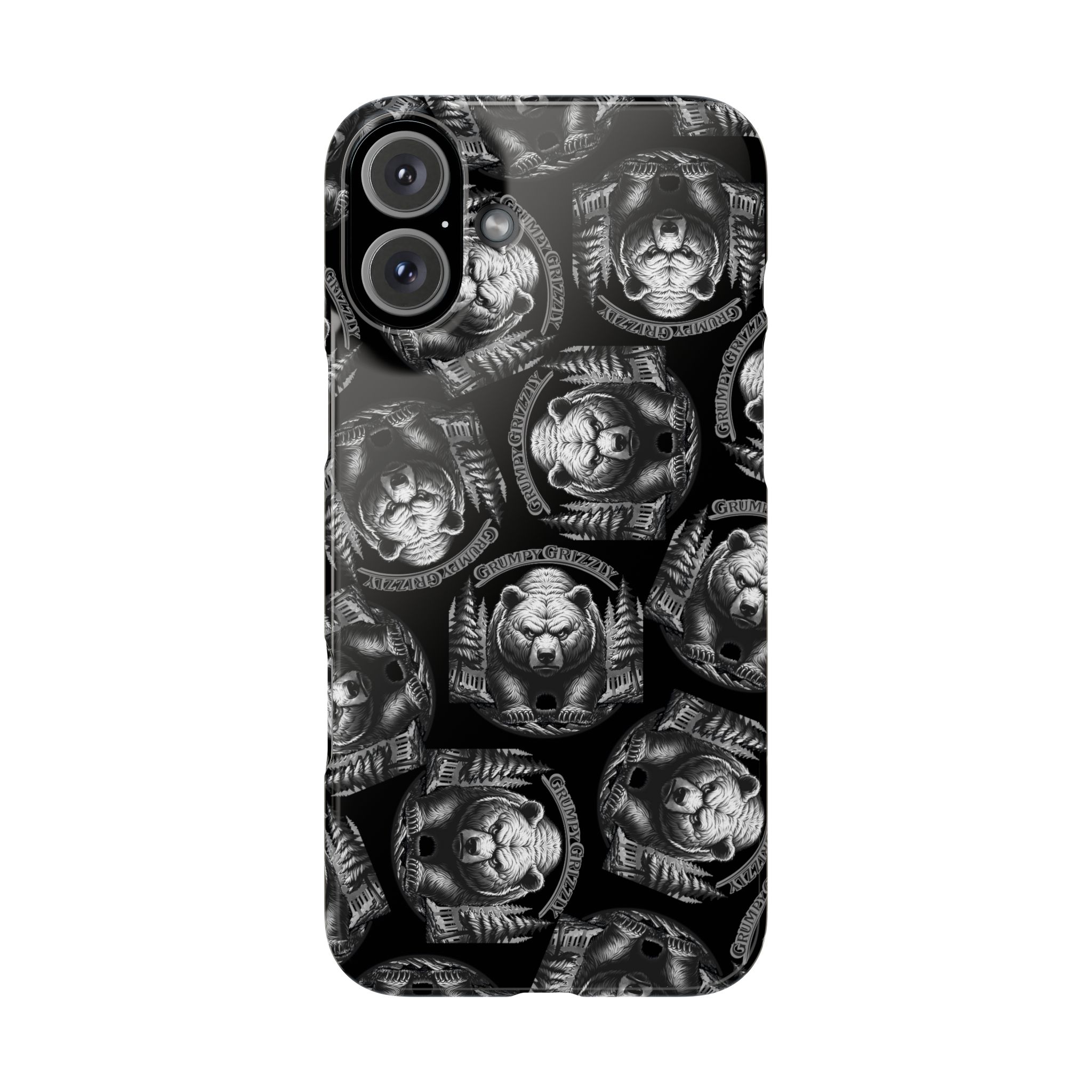 Grumpy Grizzly Snap Case for iPhone 16 Plus, Glossy