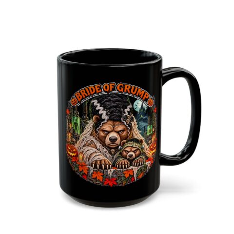 Bride of Grump Mug, 15oz black ceramic, front with the handle on the right