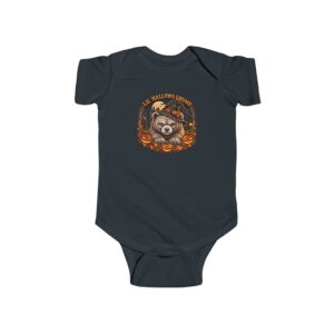 Lil’ Hallows Grump Bodysuit in Black, laid flat