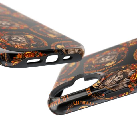 Lil' Hallows Grump Mag Phone Case, close-up of the raised edges and button cutouts