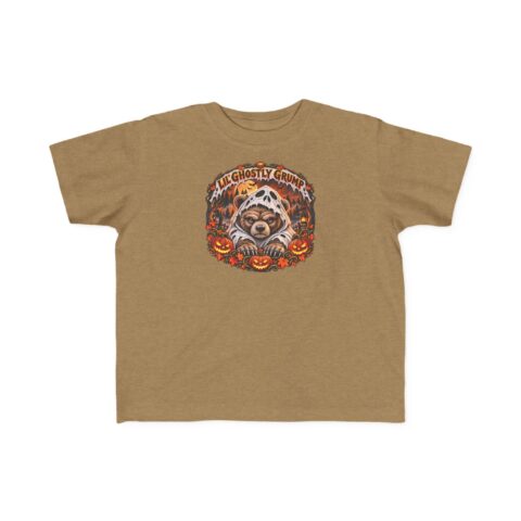 Lil’ Ghostly Grump Tee in Vintage Coyote Brown, laid flat