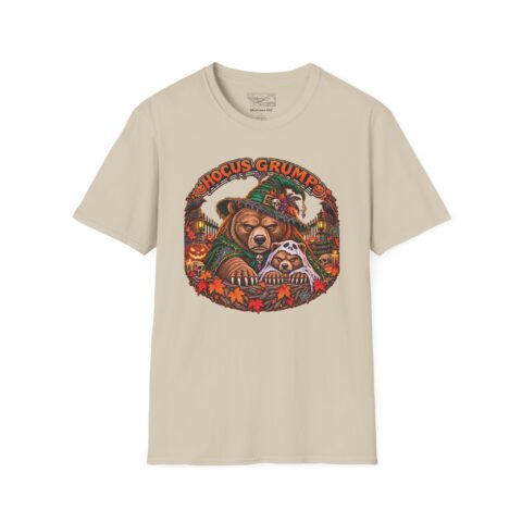 Hocus Grump Tee in Sand, laid flat