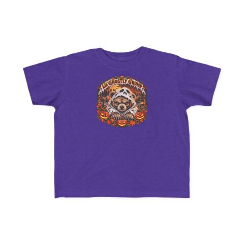 Lil’ Ghostly Grump Tee in Purple, laid flat