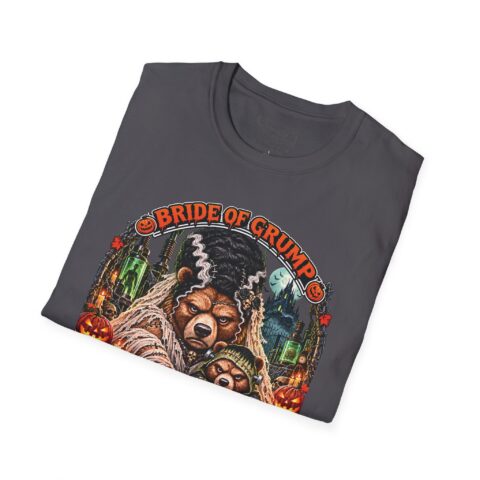 Bride of Grump Tee in Charcoal, folded close-up
