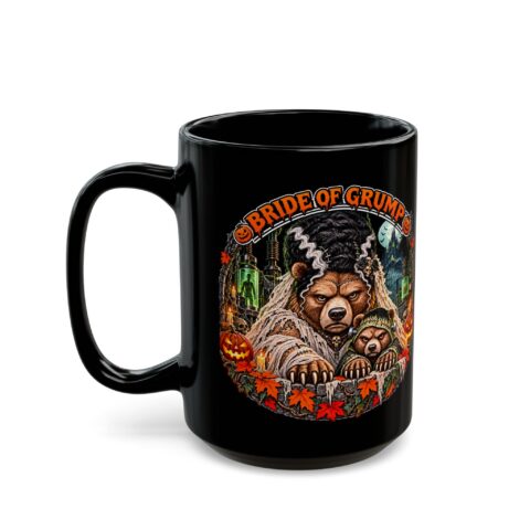 Bride of Grump Mug in black, second print with the handle on the left