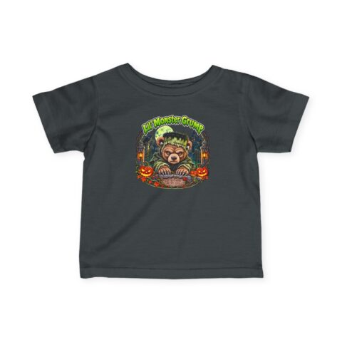 Lil' Monster Grump Tee in Charcoal, laid flat