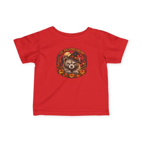 Lil’ Hallows Grump Tee in Red, laid flat