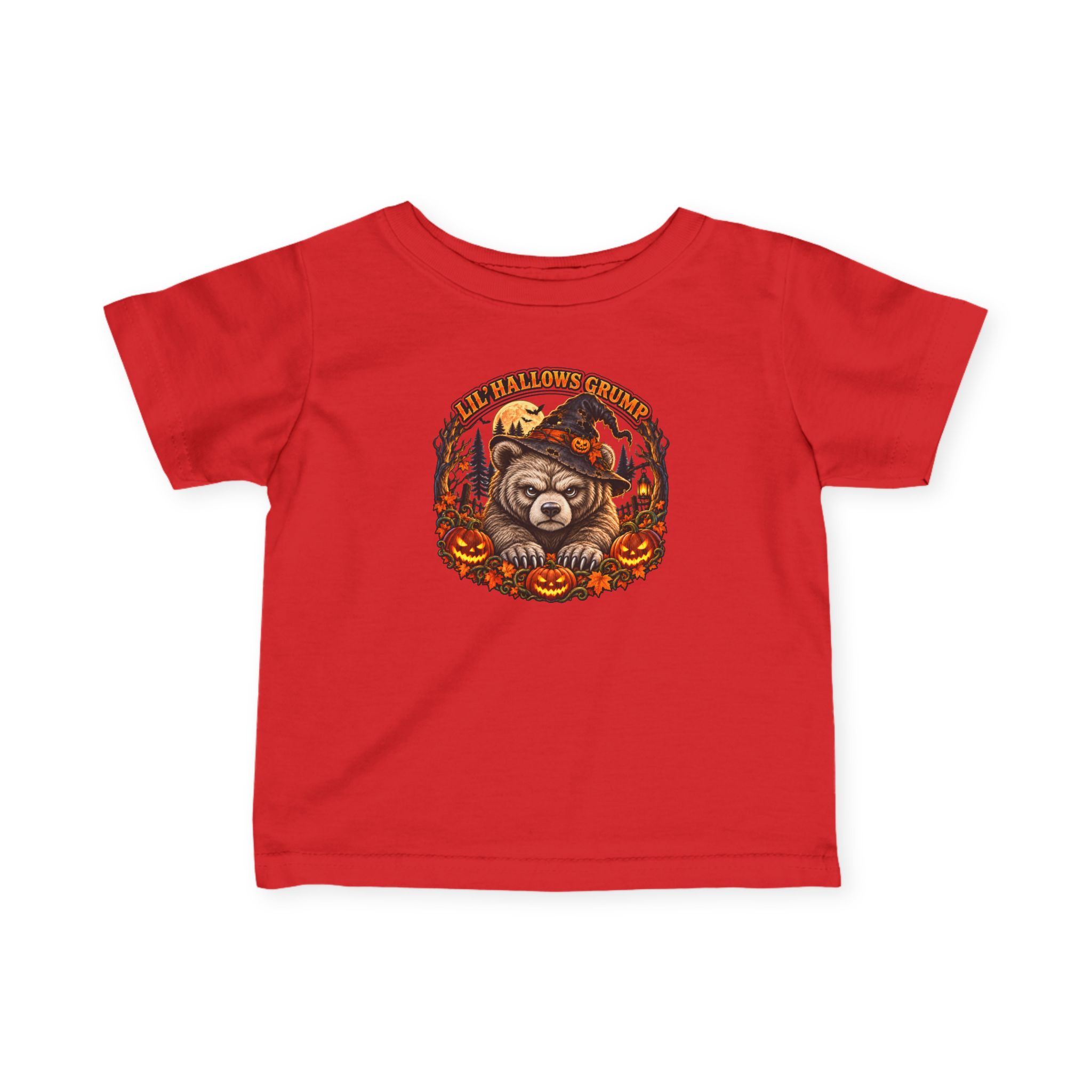 Lil’ Hallows Grump Tee in Red, laid flat