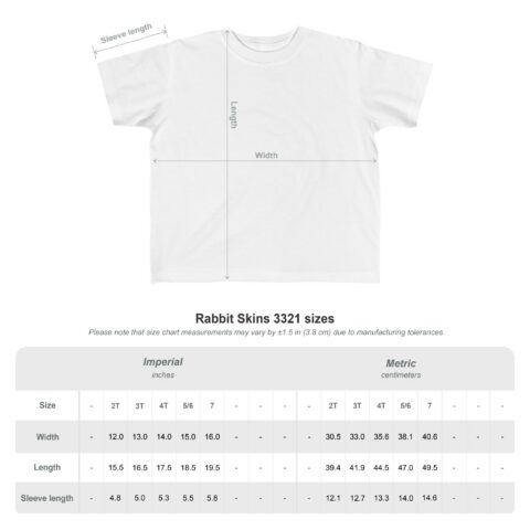Lil' Monster Grump Tee toddler size chart