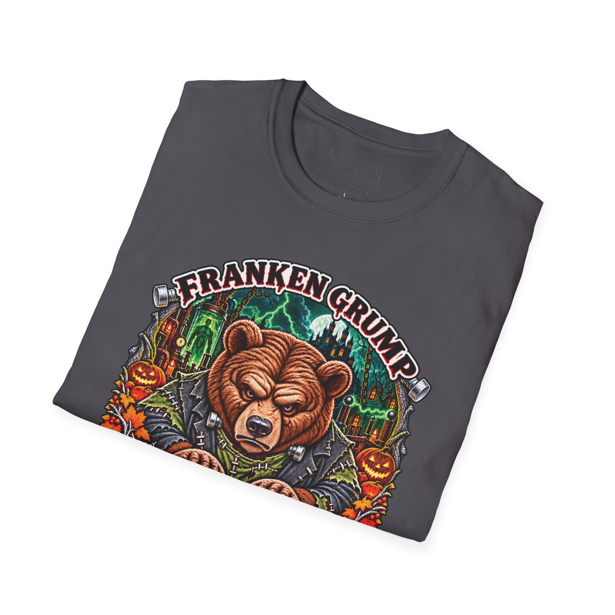 Franken Grump Tee in Charcoal, folded close-up