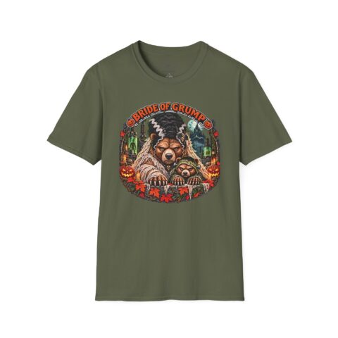 Bride of Grump Tee in Military Green, laid flat