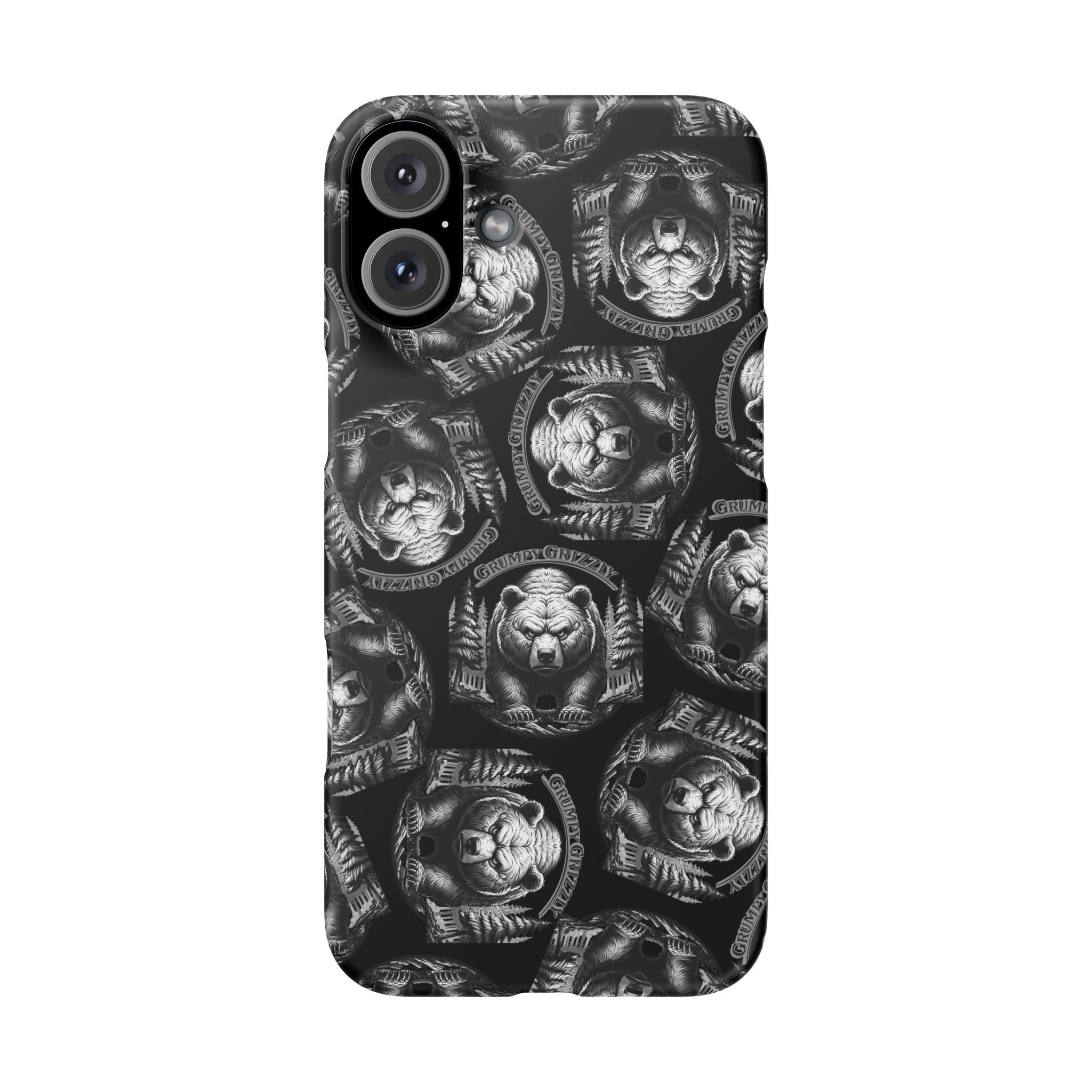 Grumpy Grizzly Snap Case for iPhone 16 Plus, Matte