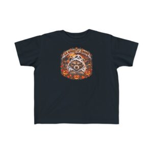 Lil’ Ghostly Grump Tee in Black, laid flat