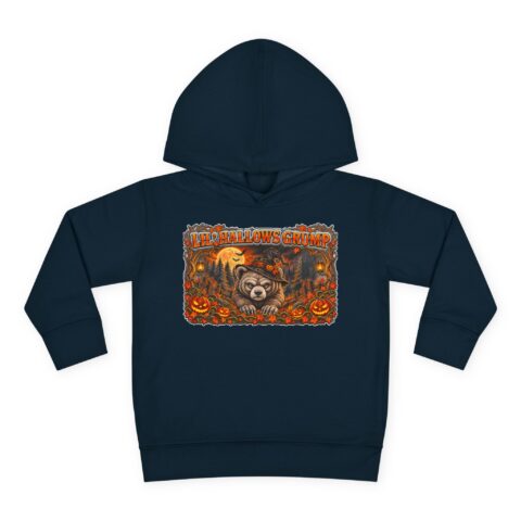 Lil’ Hallows Grump Hoodie in Navy, laid flat