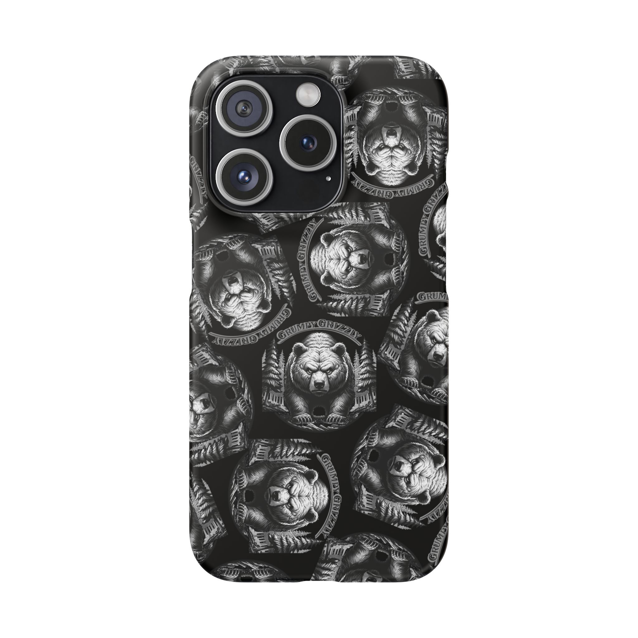 Grumpy Grizzly Snap Case for iPhone 15 Pro, Matte