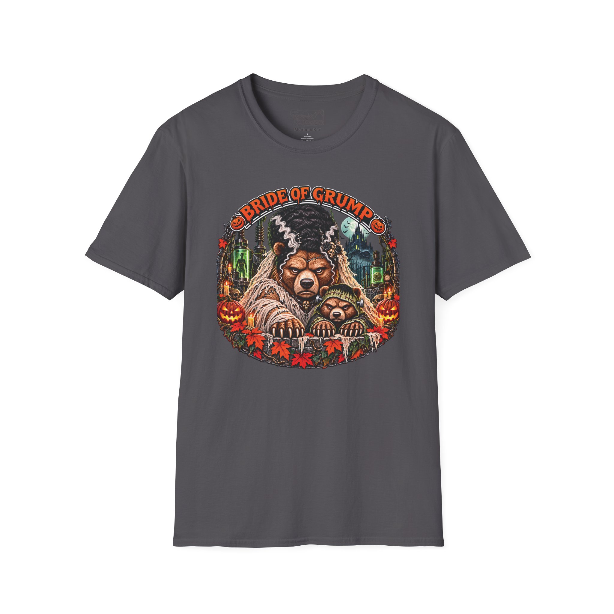 Bride of Grump Tee in Charcoal, laid flat