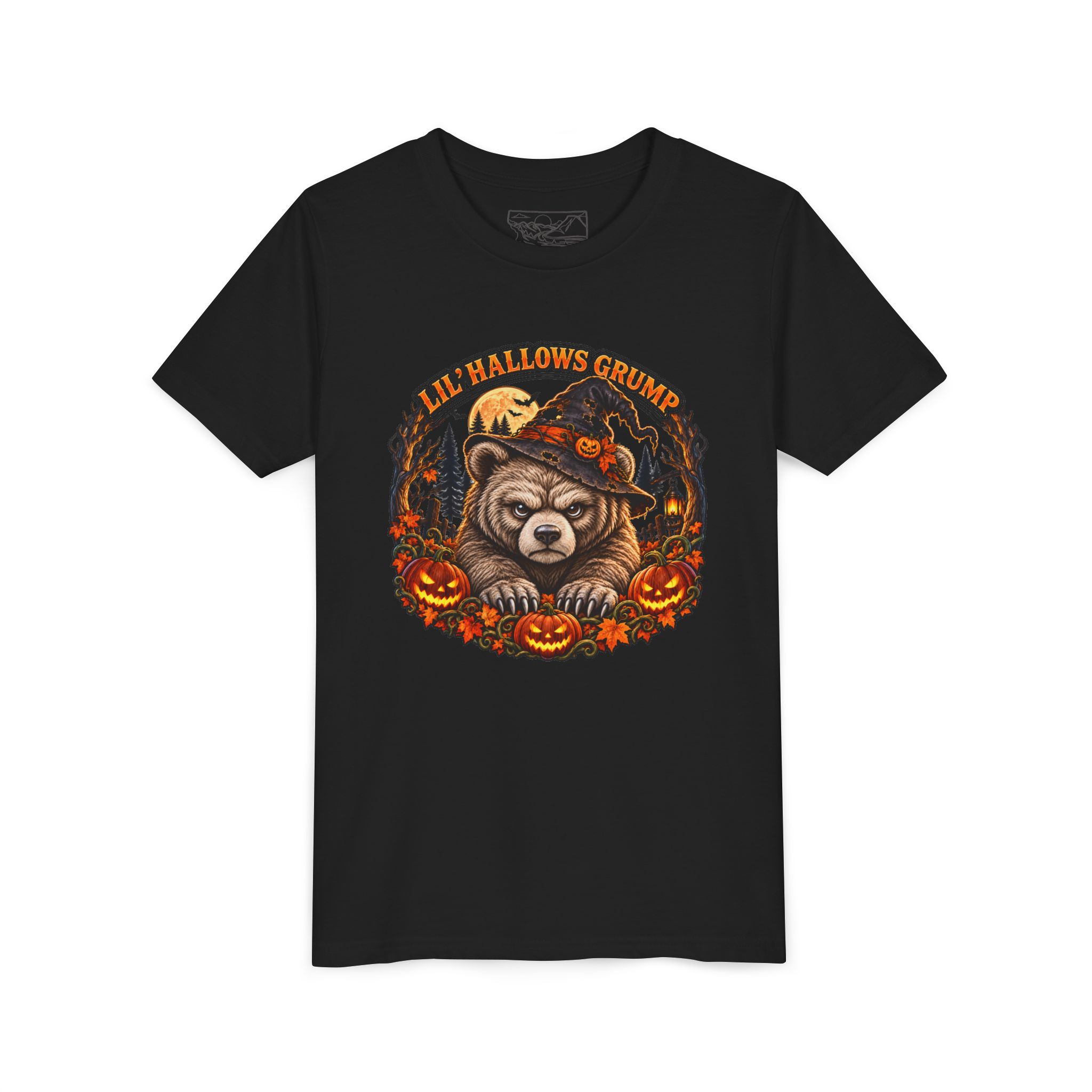 Lil’ Hallows Grump Tee in Black, laid flat
