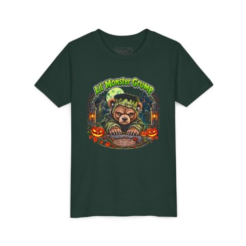 Lil' Monster Grump Tee in Forest, laid flat