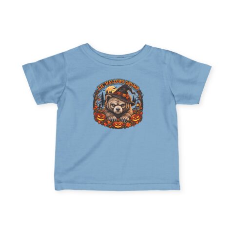 Lil’ Hallows Grump Tee in Light Blue, laid flat