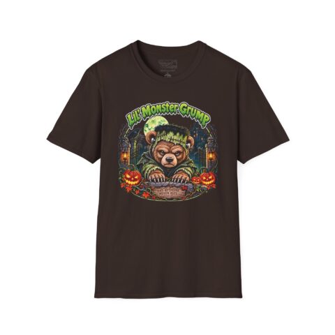 Lil' Monster Grump Tee in Dark Chocolate, laid flat
