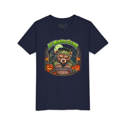 Lil' Monster Grump Tee in Navy, laid flat