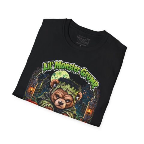 Lil' Monster Grump Tee in Black, folded close-up