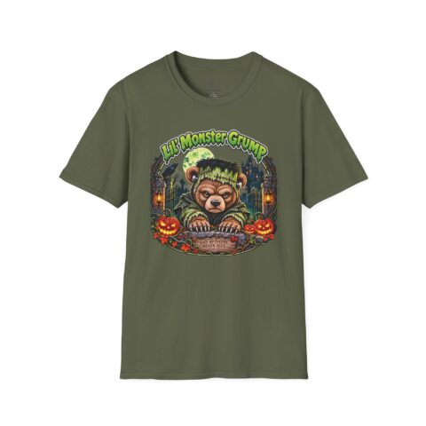 Lil' Monster Grump Tee in Military Green, laid flat