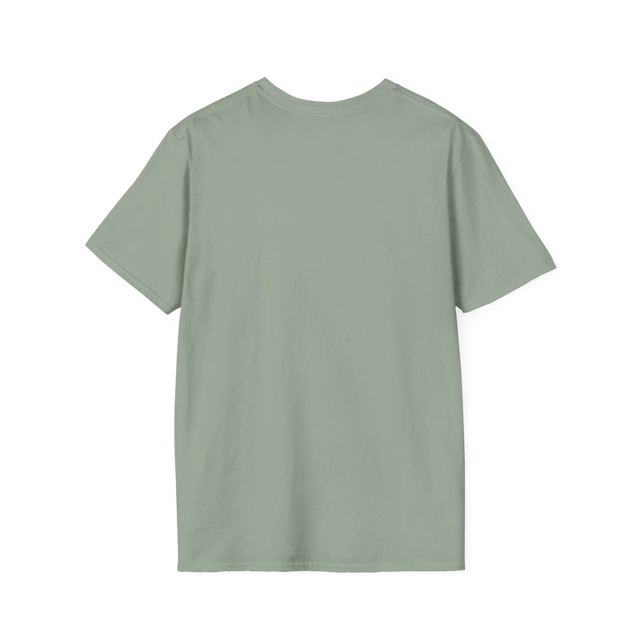 Lil’ Ghostly Grump Tee in Sage, back, laid flat