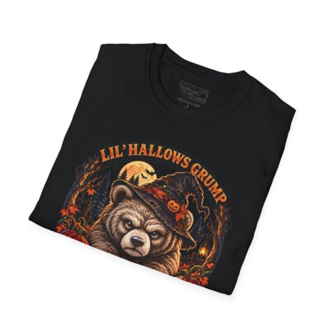 Lil’ Hallows Grump Tee in Black, folded close-up