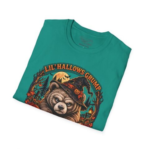 Lil’ Hallows Grump Tee in Jade Dome, folded close-up
