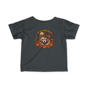 Lil’ Hallows Grump Tee in Charcoal, laid flat
