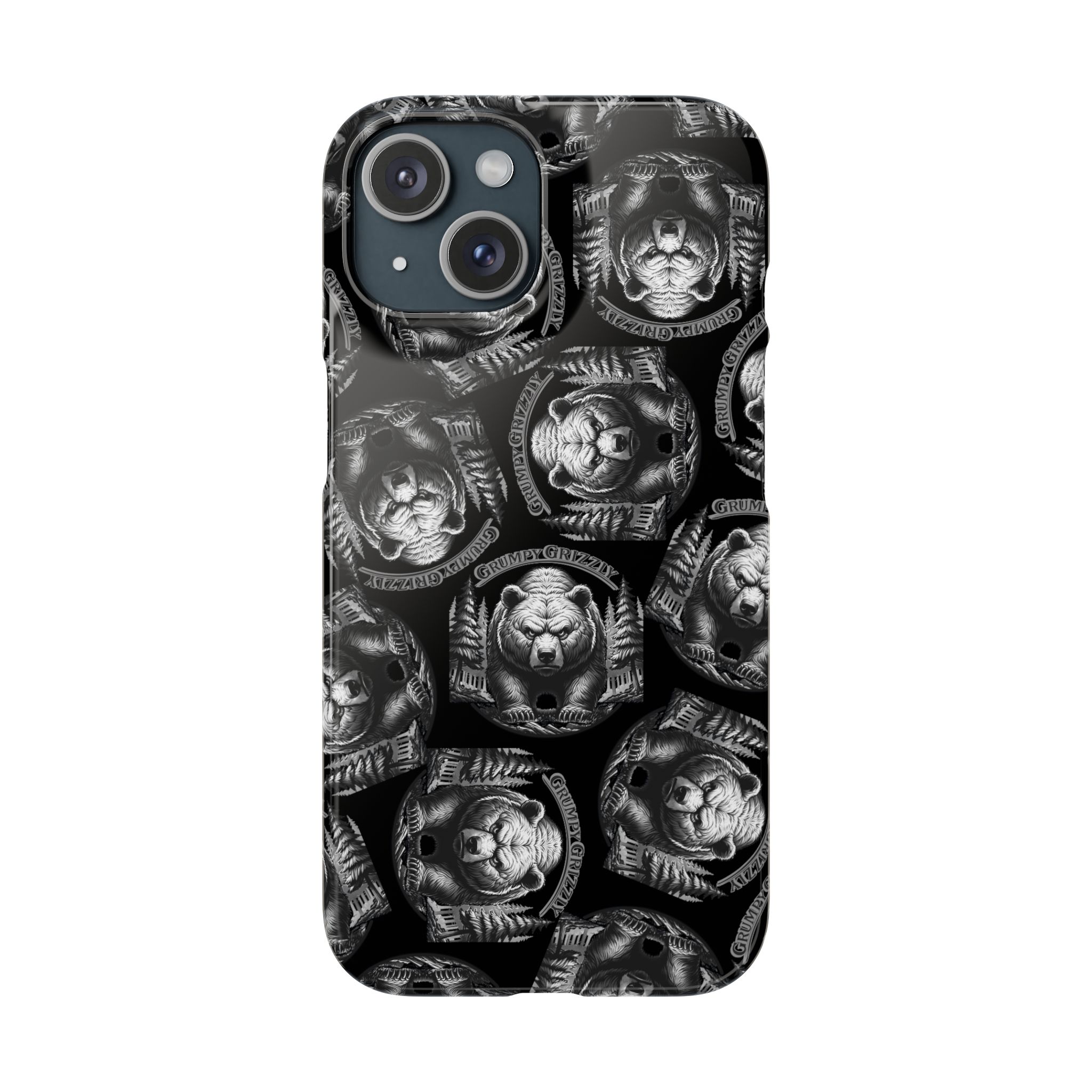 Grumpy Grizzly Snap Case for iPhone 15, Glossy