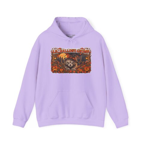 Lil’ Hallows Grump Hoodie in Orchid, laid flat