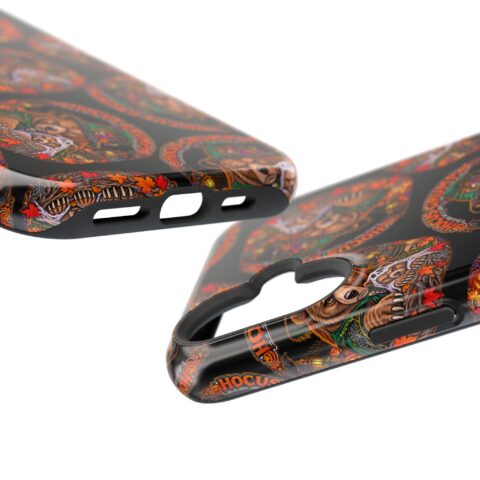 Hocus Grump Mag Phone Case, close-up of the raised edges and button cutouts