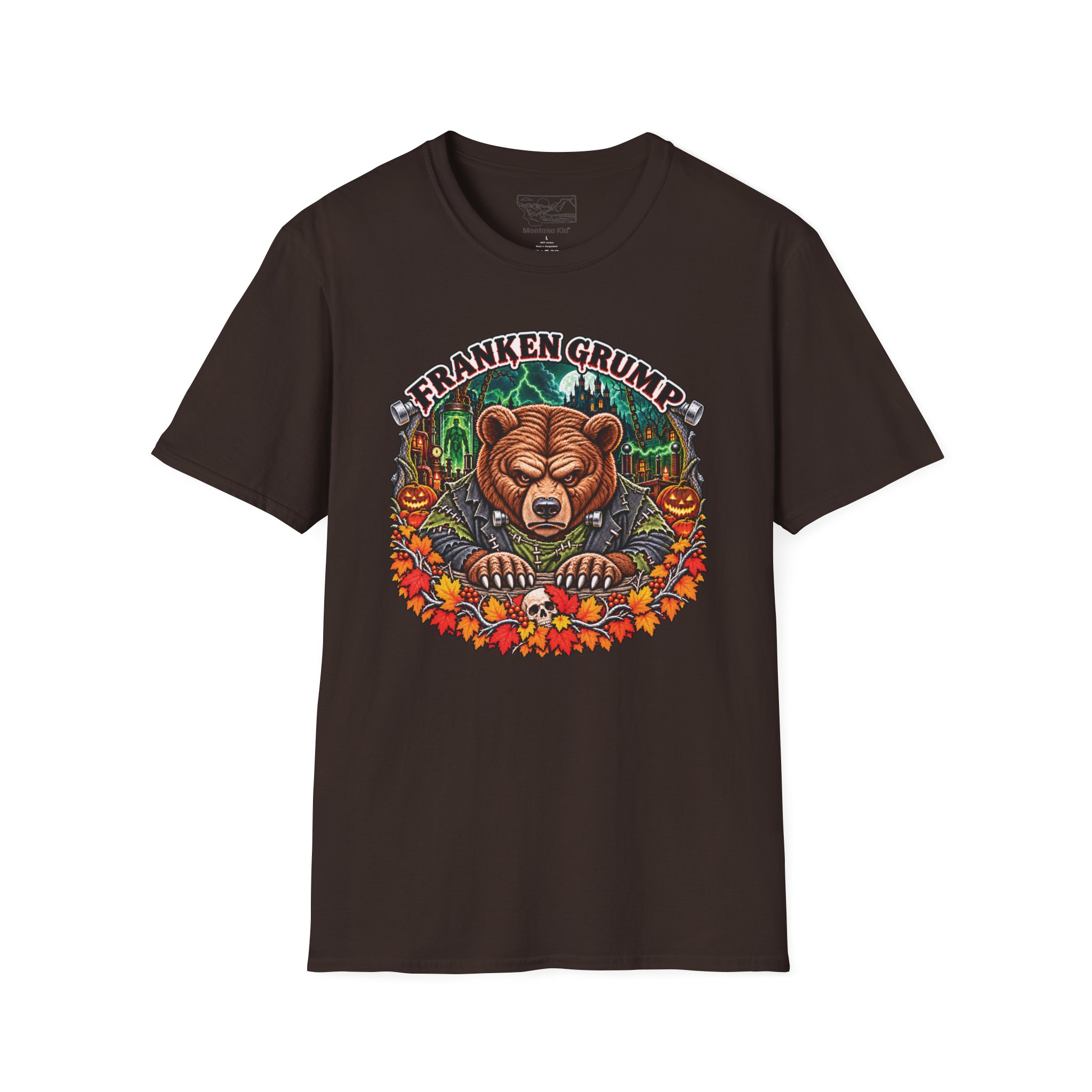Franken Grump Tee in Dark Chocolate, laid flat