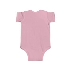 Lil’ Ghostly Grump Bodysuit in Pink, back, laid flat