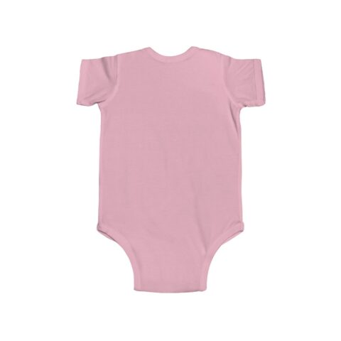 Lil’ Ghostly Grump Bodysuit in Pink, back, laid flat