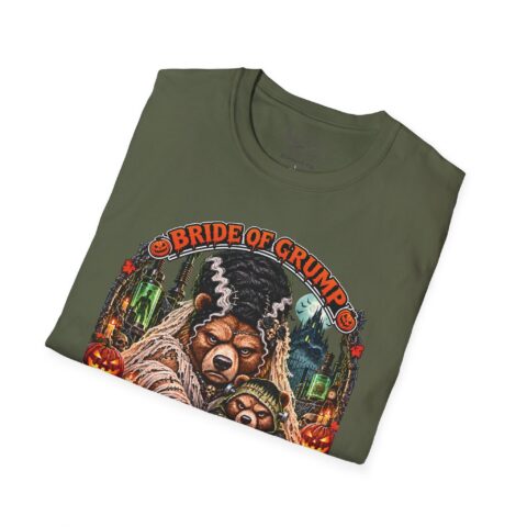 Bride of Grump Tee in Military Green, folded close-up