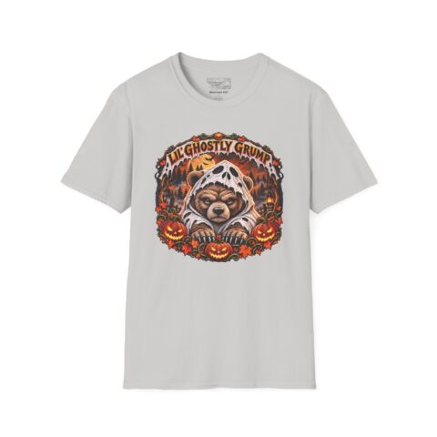 Lil’ Ghostly Grump Tee in Ice Grey, laid flat