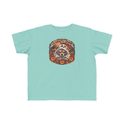 Lil’ Ghostly Grump Tee in Saltwater, laid flat