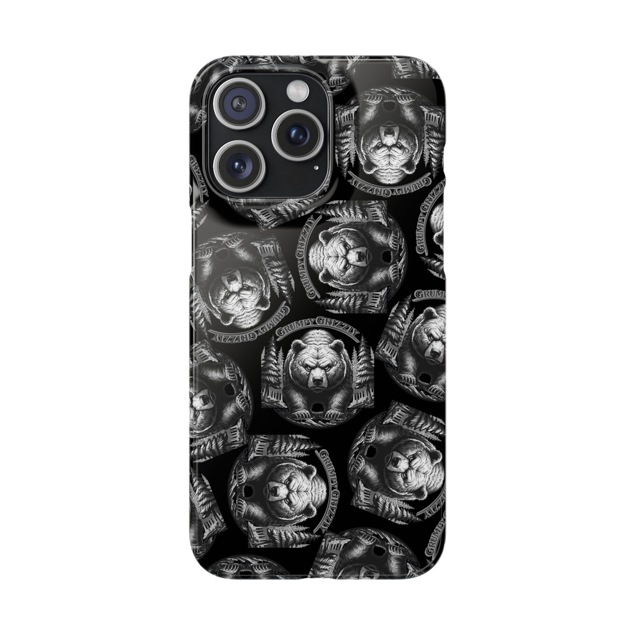 Grumpy Grizzly Snap Case for iPhone 15 Pro Max, Glossy