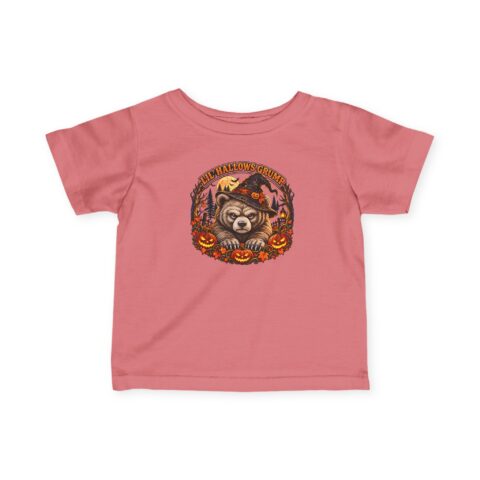 Lil’ Hallows Grump Tee in Mauvelous, laid flat