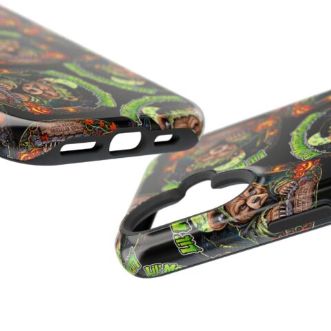 Lil' Monster Grump Mag Phone Case, close-up of the raised edges and button cutouts