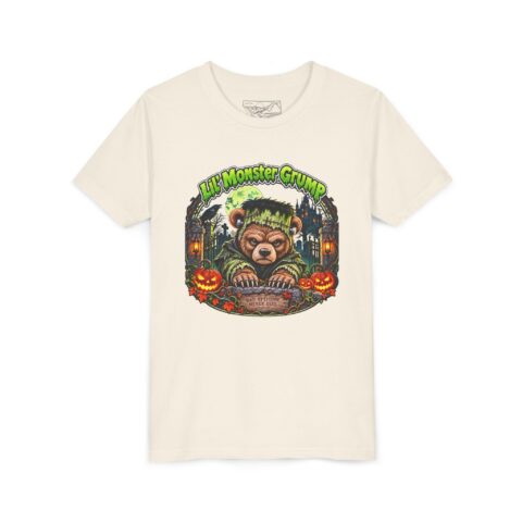 Lil' Monster Grump Tee in Natural, laid flat