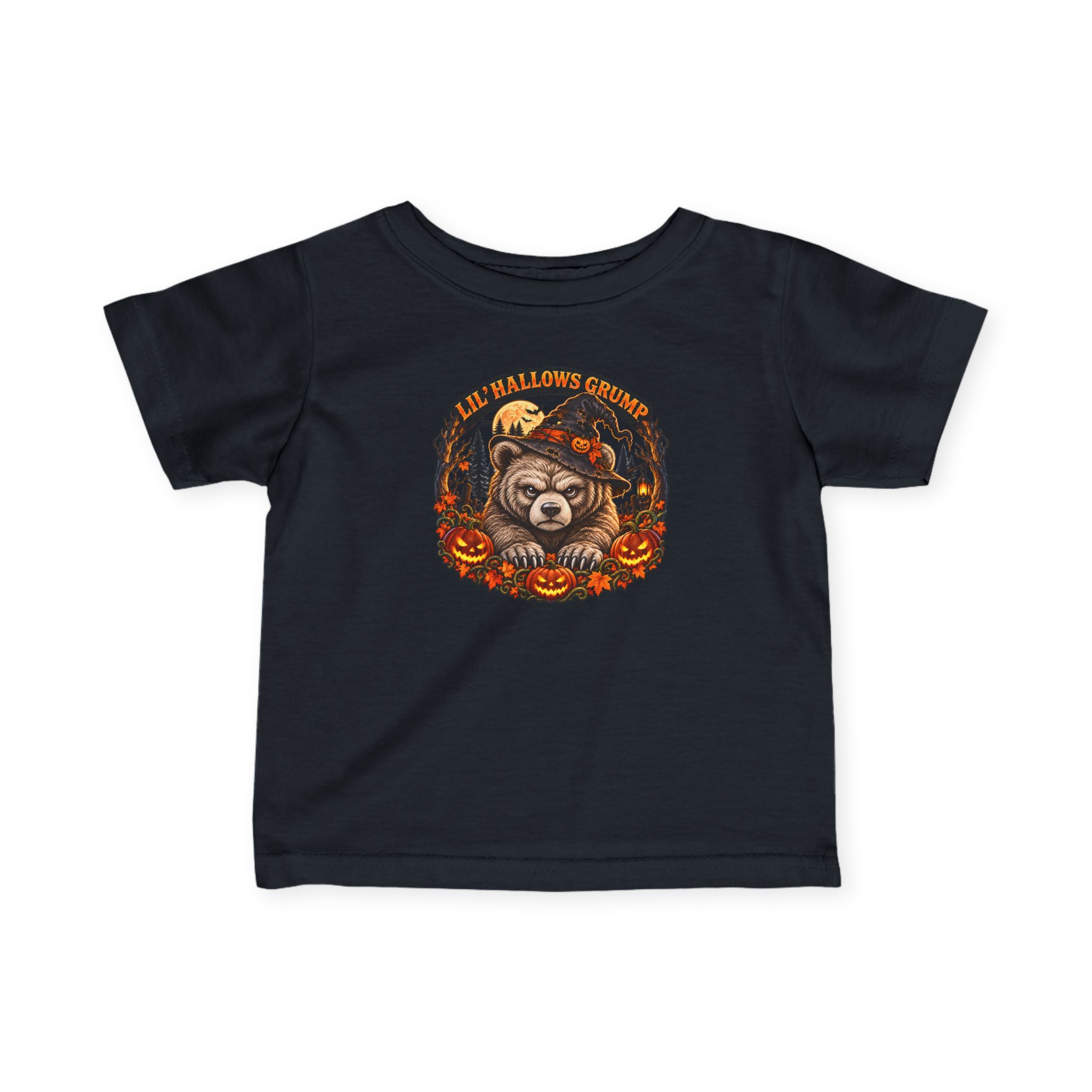 Lil’ Hallows Grump Tee in Black, laid flat