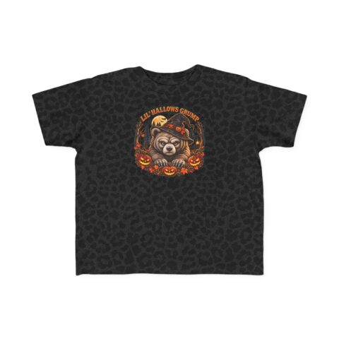 Lil’ Hallows Grump Tee in Black Leopard, laid flat