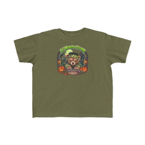 Lil' Monster Grump Tee in Military Green, laid flat